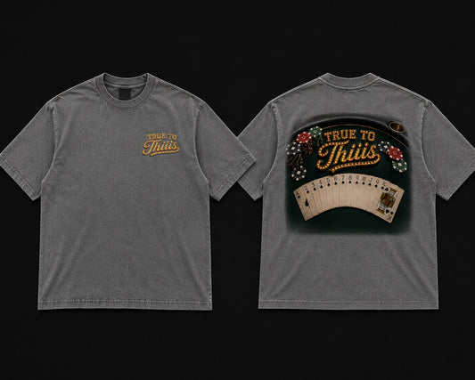 True To Thiiis grey T-shirt front and back mockup