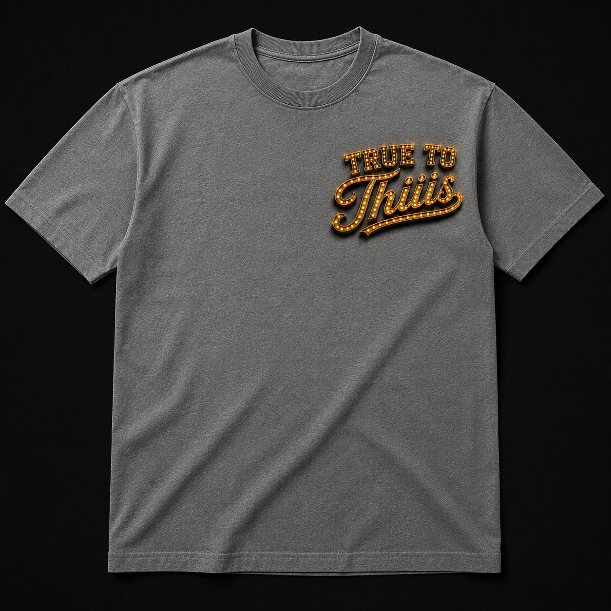 True To Thiiis grey T-shirt front mockup